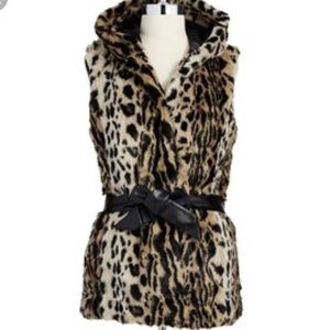 Leopard print fur vest